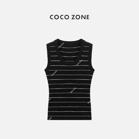 COCO ZONE 夏季U领条纹针织背心显瘦百搭无袖上衣CC2B0878