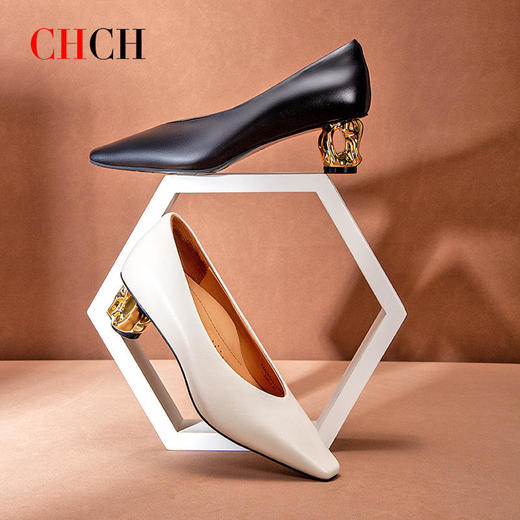 CHCH2024春夏舒适羊皮女式浅口单鞋平衡鞋CM2B5051 商品图0