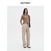 SELFWHO浅卡其羊毛混纺休闲裤西裤女2024秋新款通勤设计感直筒裤 商品缩略图0