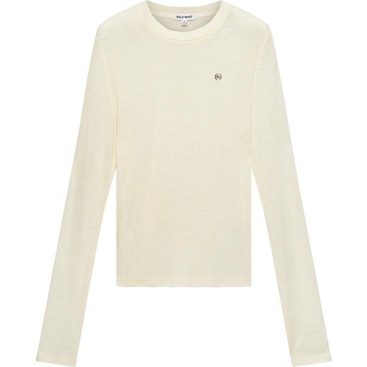 SELFWHO天然绵羊毛针织衫打底衫女秋季2024新款圆领纯色内搭上衣 商品图3