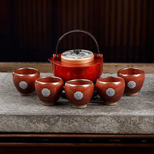 《有福同享》双大师监制 紫铜 足银 檀木 建盏 众宝荟萃 实用 收藏 礼赠 茶壶 茶具 商品图4