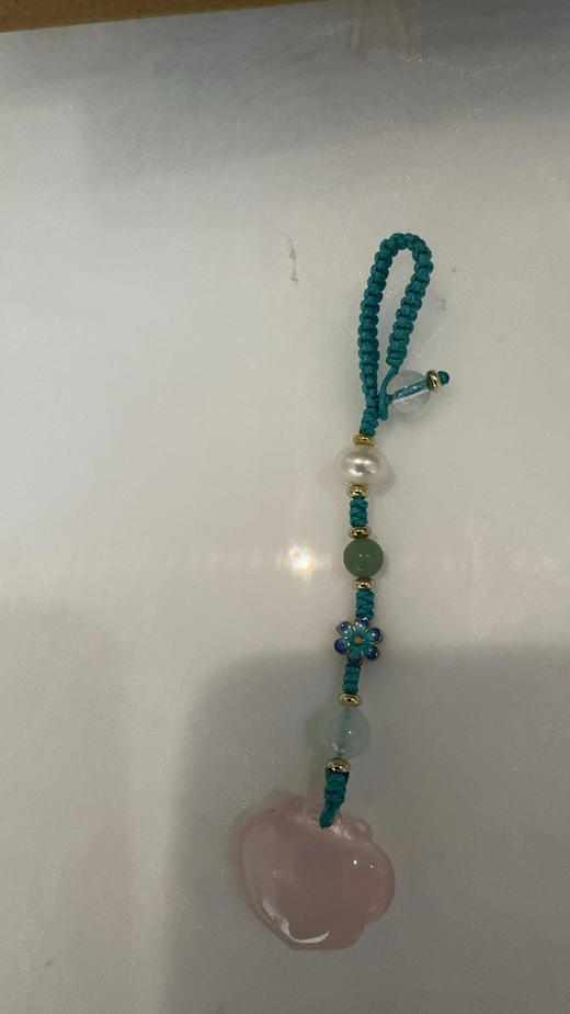 手工绳艺粉水晶如意压襟 商品图0