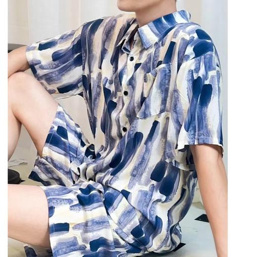 棉绸家居服男士花衬衫睡衣套装0179 | 柔软亲肤、简约款式版型、不挑身材、多款图案 商品图0