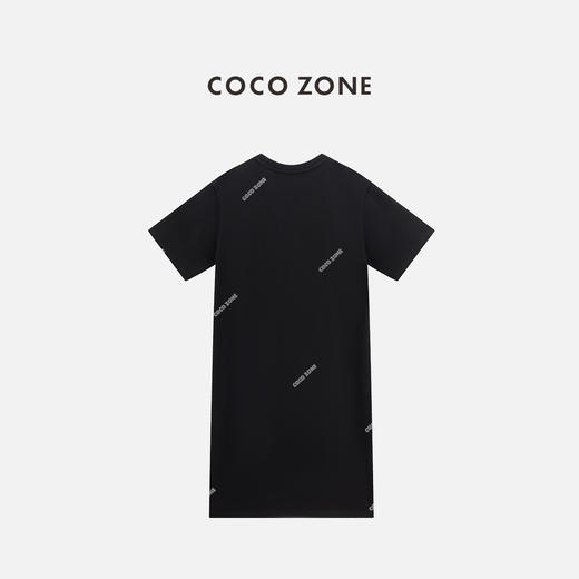 COCO ZONE 100棉设计感连衣裙字母印花气质长裙CC2C1251 商品图1