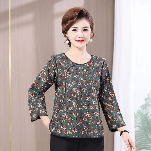 MC 2302-1旗袍气质中袖T恤显瘦小衫洋气复古唐装 商品图3