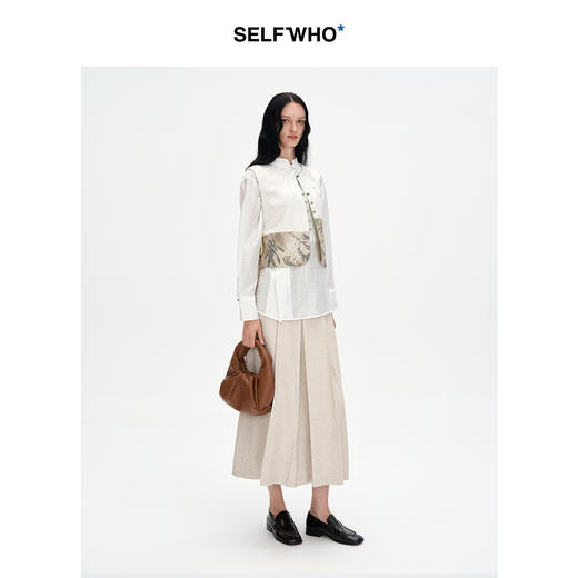 SELFWHO老钱风半身裙女2024新款秋季口袋设计感气质a字半身长裙 商品图2