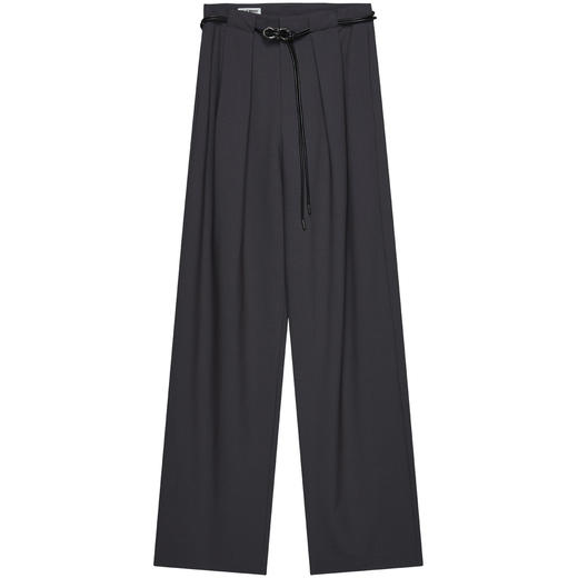 SELFWHO灰色羊毛混纺休闲裤女款秋季2024新款设计感直筒阔腿西裤 商品图3