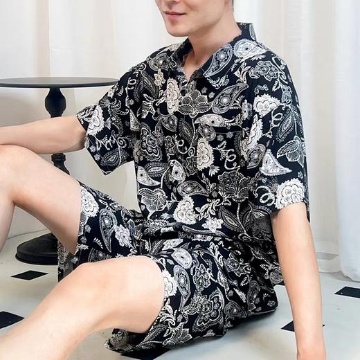 棉绸家居服男士花衬衫睡衣套装0179 | 柔软亲肤、简约款式版型、不挑身材、多款图案 商品图1