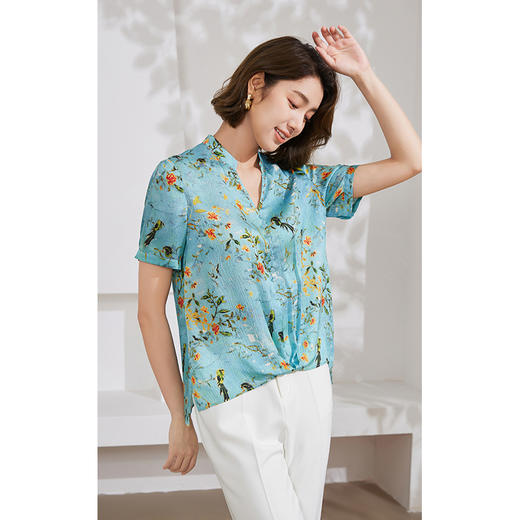 乔万尼100%桑蚕丝衬衫新品13mm真丝上衣EM2C882 商品图1