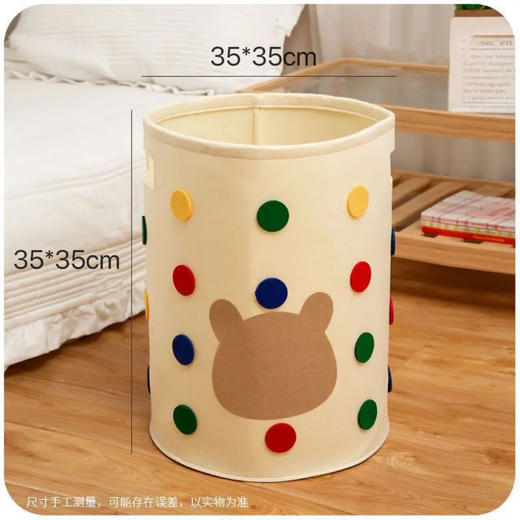「29.9到手两个！超大容量」新款韩式巨可爱大容量波点小熊毛毡居家宿舍杂物收纳整理储物脏衣篓 商品图3