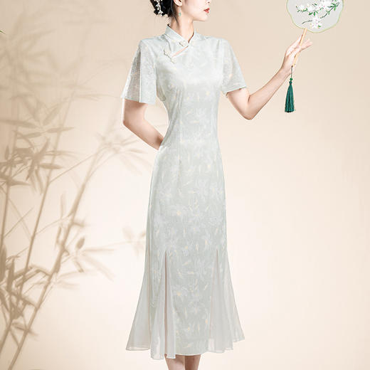 小清新年轻款小个子气质修身改良版鱼尾旗袍夏季KK1005 商品图1