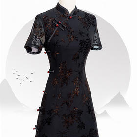 夏黑色旗袍新款年轻款，高端气质少女修身改良小个子KK2821