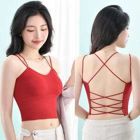 新款韩版无钢圈美背内衣女，内外兼修，交叉吊带背心防滑不勒身！性感镂空，抹胸聚拢防走光，无钢圈设计加持，舒适贴身，让你自信满满！