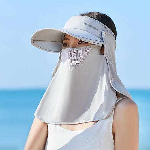 【一顶帽子！三重体验】空顶防晒帽女夏季户外骑车遮脸防紫外线遮阳帽防晒面罩大檐太阳帽，一体防晒设计，加大帽檐，修饰脸型。ry 商品图5