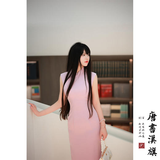 【夕岚】简约气质粉无袖素雅改良旗袍新中式 商品图2