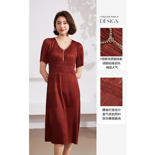 乔万尼新款连衣裙重工压褶设计收腰显瘦EM2E727 商品图3