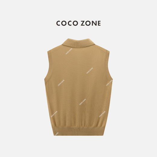 COCO ZONE  设计感翻领无袖针织衫纯色百搭上衣CC1C1688 商品图1