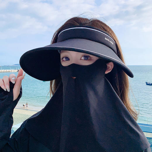 【一顶帽子！三重体验】空顶防晒帽女夏季户外骑车遮脸防紫外线遮阳帽防晒面罩大檐太阳帽，一体防晒设计，加大帽檐，修饰脸型。ry 商品图7