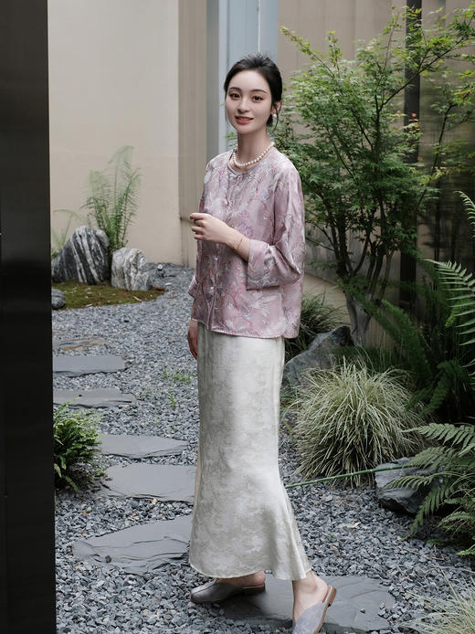 盛唐婧 |喜上眉梢真丝宋锦罗对襟上衣 商品图4
