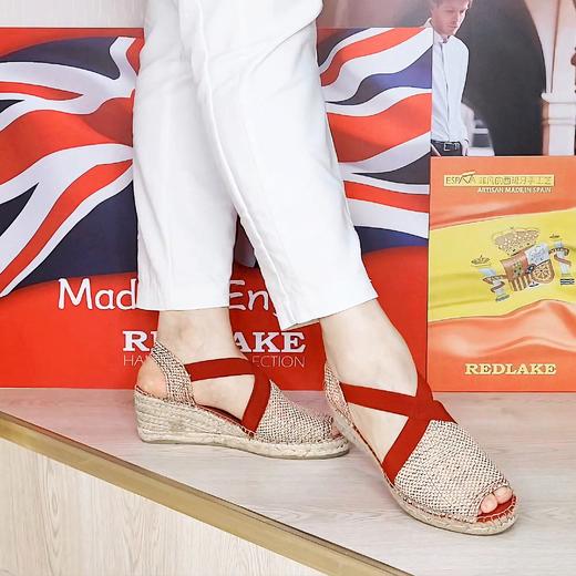 西班牙原产手工制作时尚轻便超舒适女款草编鞋 341D-红色 商品图6