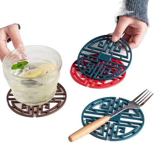 「19.9到手10个！祥云镂空款」软胶镂空中国风隔热垫杯垫垫子碗垫居家日用茶杯垫厨房用品 商品图1