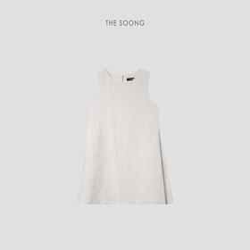 THESOONG|克莱蒙费朗100%亚麻加软弓字褶修身无袖连衣裙HBQZ4269