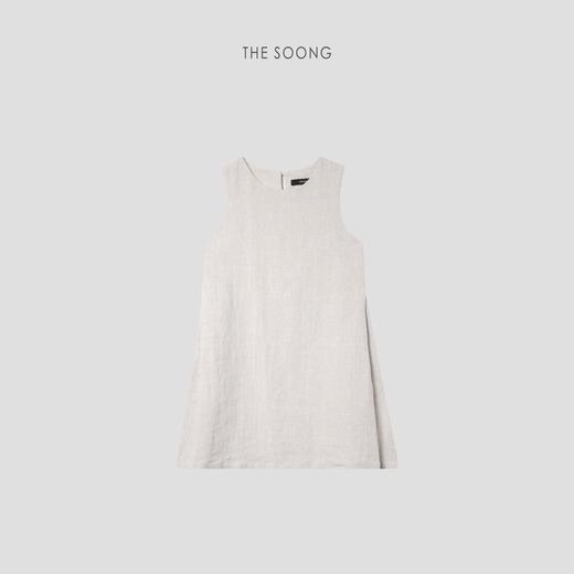 THESOONG|克莱蒙费朗100%亚麻加软弓字褶修身无袖连衣裙HBQZ4269 商品图0