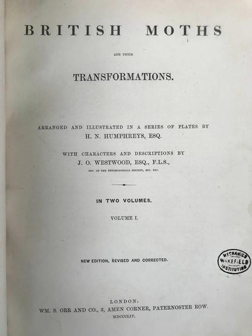 1854年 英国蛾类图鉴（全2卷） 124页手工上色版画插图 真皮精装16开 商品图2
