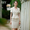 IWY/杏色短袖职业西装连衣裙女假两件薄修身显瘦美容院气质工作服Q944 商品缩略图1