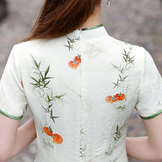 新中式改良棉麻奥黛旗袍，柿柿如意清新淡雅QMR 商品图4