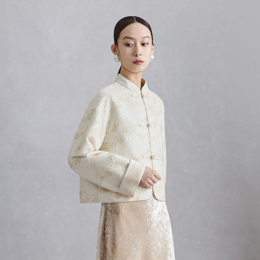 naivee纳薇新中式对襟立领优雅百搭流行宽松外套上衣女248133425-92 商品图1