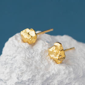 散碎银子 纯银S925随形银块耳饰