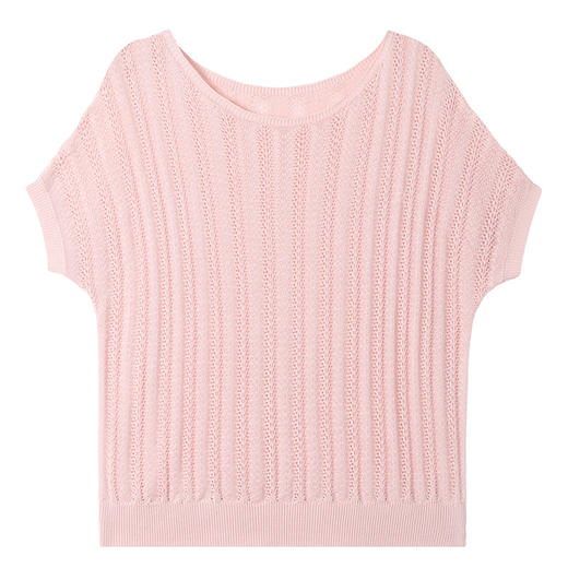 CC-YF-9347天丝短袖t恤女2024新款洋气镂空针织短袖薄款蝙蝠袖上衣潮 商品图4