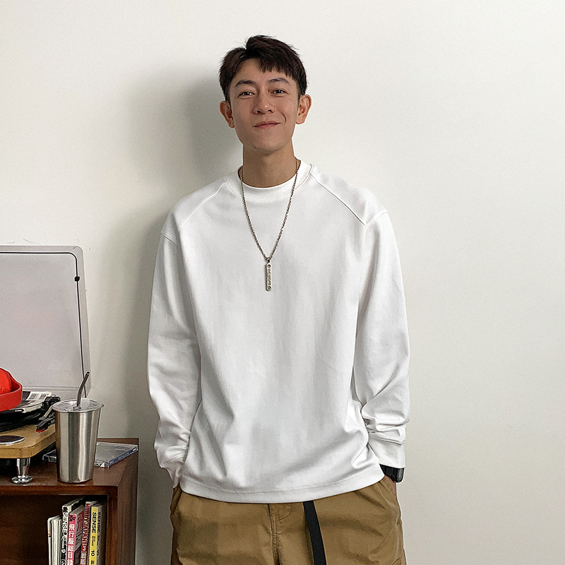 徐太浪百搭基础款纯色长袖T恤男2024新款春秋简约叠穿内搭打底衫