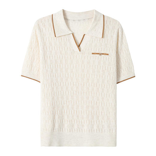 CC-QQH-9112短袖女t恤夏2024新款洋气时尚薄款针织衫polo领冰丝上衣 商品图4