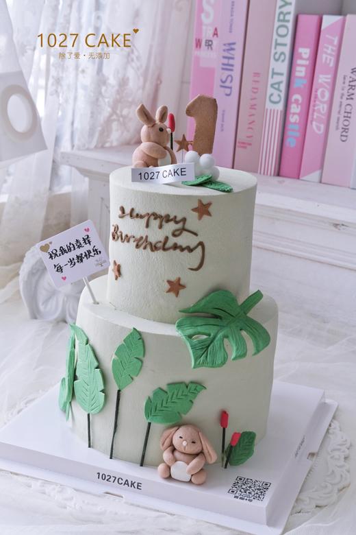 1027CAKE | 双层 兔兔周岁 手工翻糖装饰（需要提前2-3天预订） 商品图1