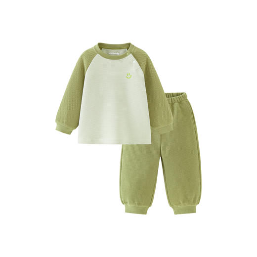 【植物芯】迷你巴拉男女童纯棉华夫格家居服宝宝长袖睡衣套装 商品图4