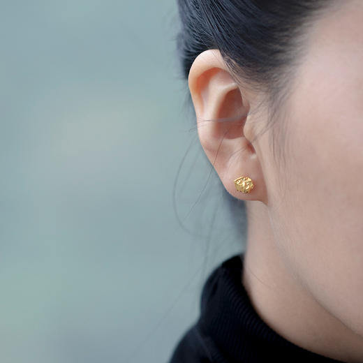 散碎银子 纯银S925随形银块耳饰 商品图1