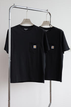 carh@rtt卡哈 经典口袋小标黑色短袖T恤 TX350