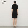 IWY/时尚设计感黑色拼接领连衣裙短袖缎面领修身气质通勤职业工装Q13207 商品缩略图3