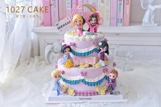 1027CAKE | 双层公主蛋糕  白雪公主 爱莎 贝儿 商品图0