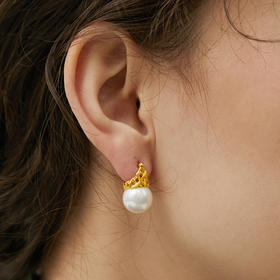 加冕 S925纯银贝珠法式耳饰