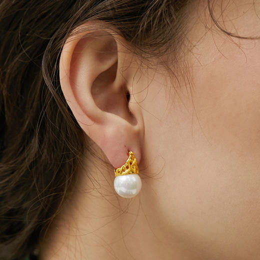 加冕 S925纯银贝珠法式耳饰 商品图0