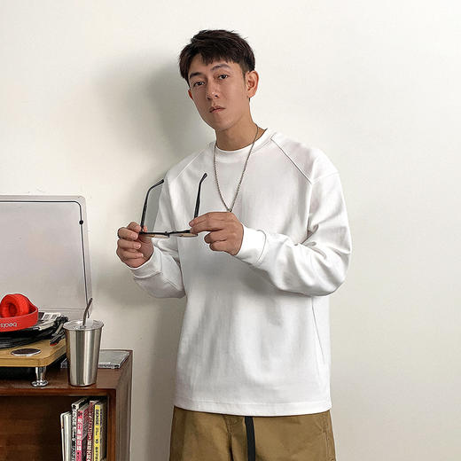 徐太浪百搭基础款纯色长袖T恤男2024新款春秋简约叠穿内搭打底衫 商品图2