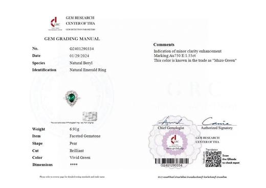 1.55ct 祖母绿戒指吊坠 商品图8