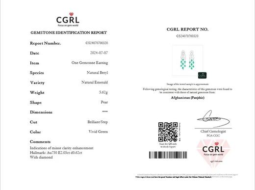 2.05ct 祖母绿耳坠 商品图5