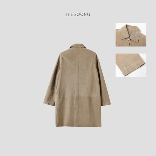 THESOONG| ‘’静奢高知‘‘羊反绒皮高级咖外套风衣HWWT3682 商品图3
