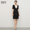 IWY/时尚设计感黑色拼接领连衣裙短袖缎面领修身气质通勤职业工装Q13207 商品缩略图0