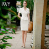 IWY/高端白色连衣裙夏短袖名媛工装主持人正装美容院工作服职业装Q944 商品缩略图0