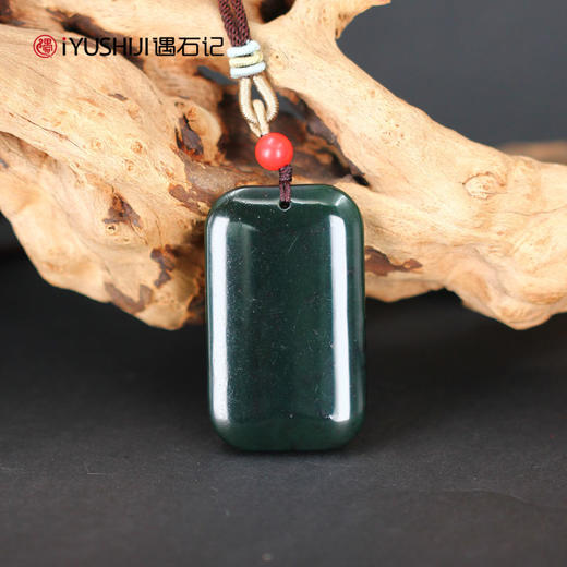 遇石记泰山玉平安无事牌男女款天然朱砂配珠 商品图4